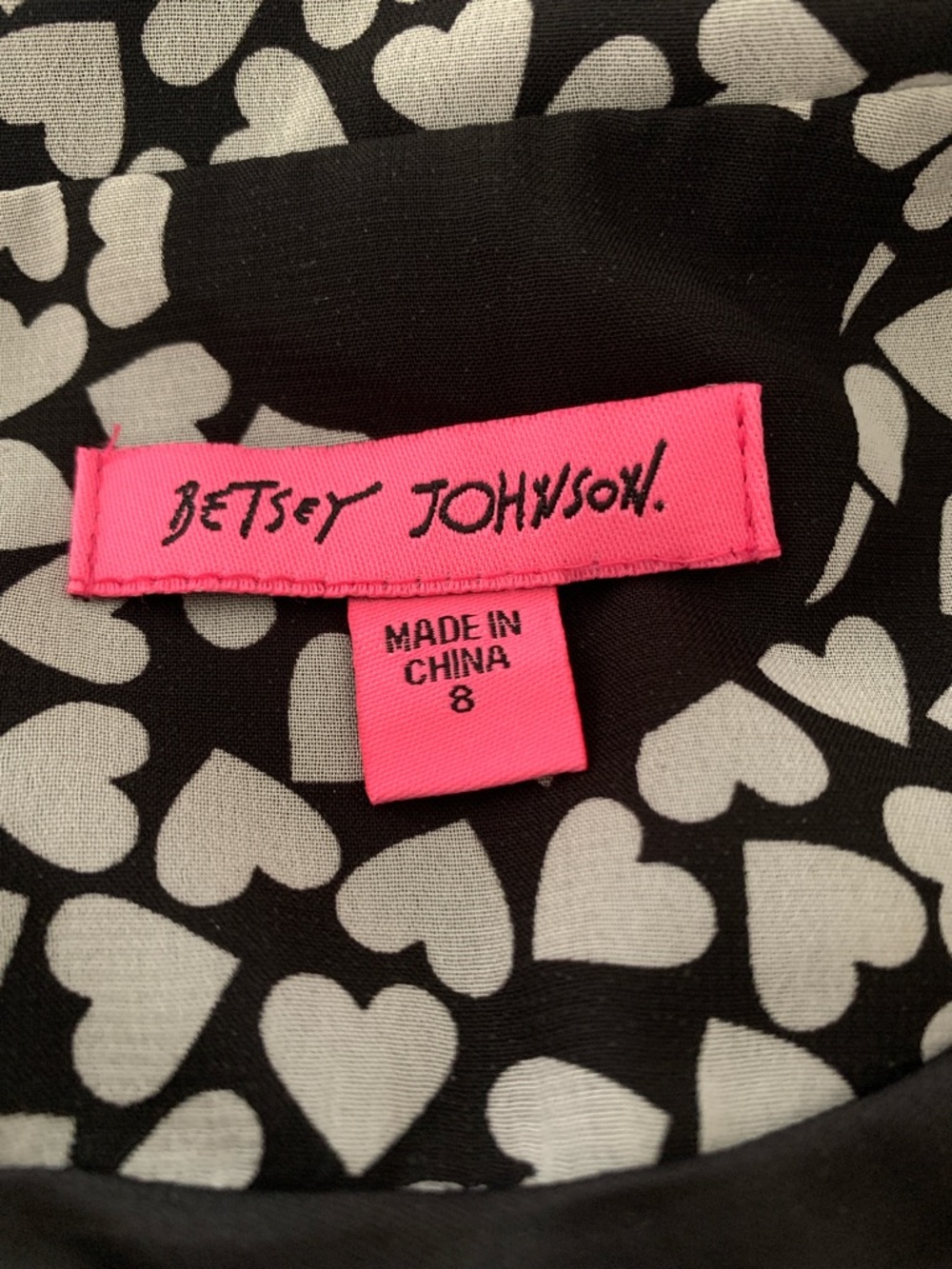 Betsey Johnson Black & White Heart Print Maxi Dress SIze 8 - Picture 2 of 9